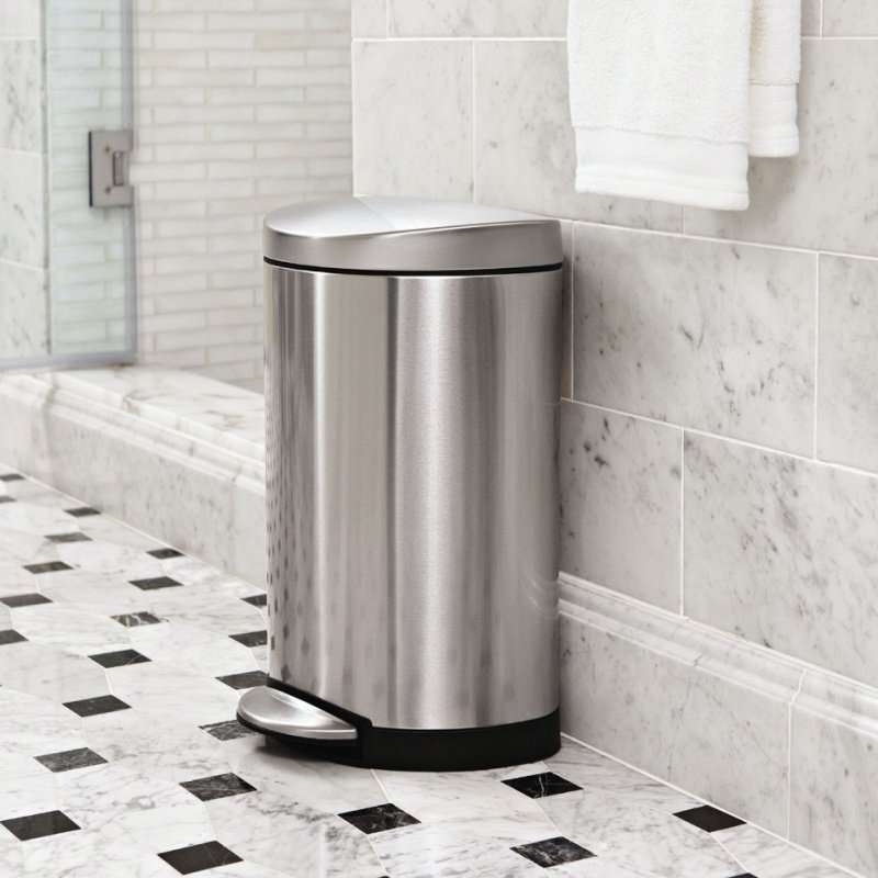 simplehuman Semi-Round Pedal Bin 10L, Brushed Stainless Steel