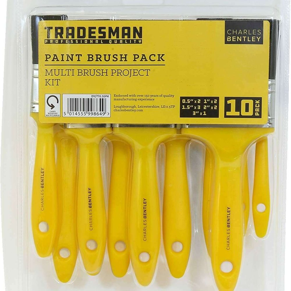 Charles Bentley Paint Brushes, 10 Piece Pack, Yellow