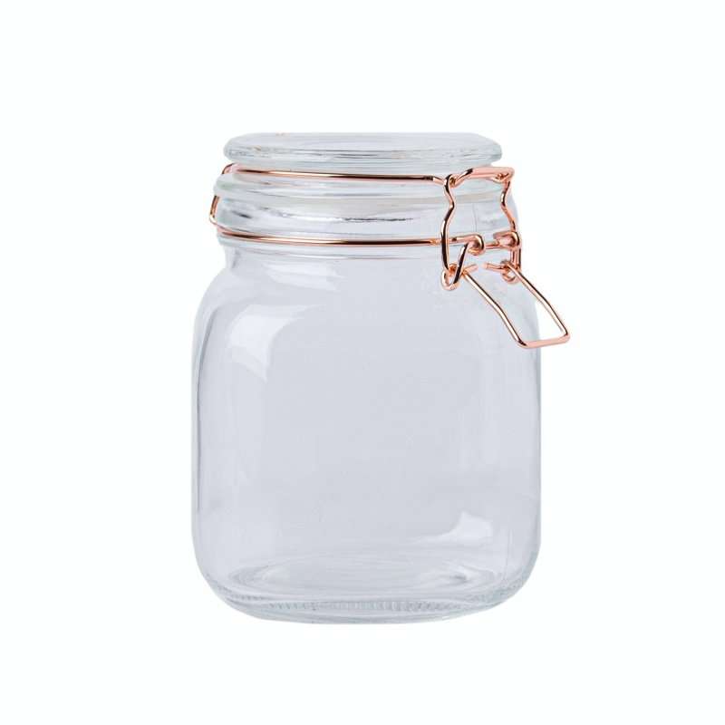Sabichi Glass Storage Jar 900ml, Copper Lid