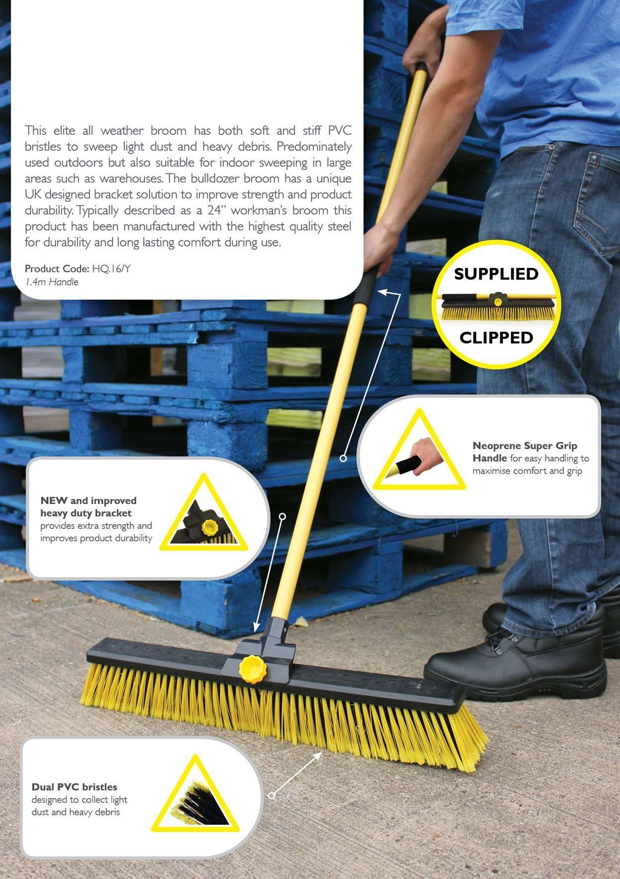24 Bentley Bulldozer Broom with Clipped Handle 4 Charles Bentley Bulldozer Heavy Duty Broom with Handle, 24 Inch (610mm)