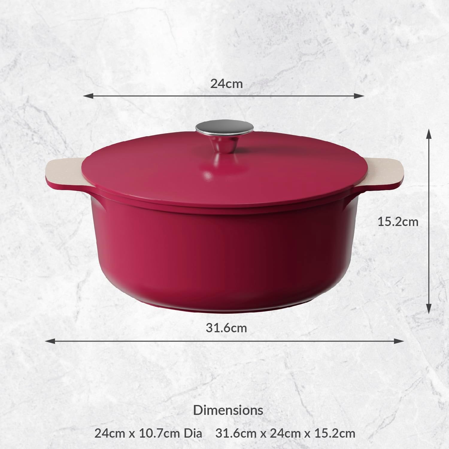 Cooksmart Signature Casserole Pot 24cm Raspberry