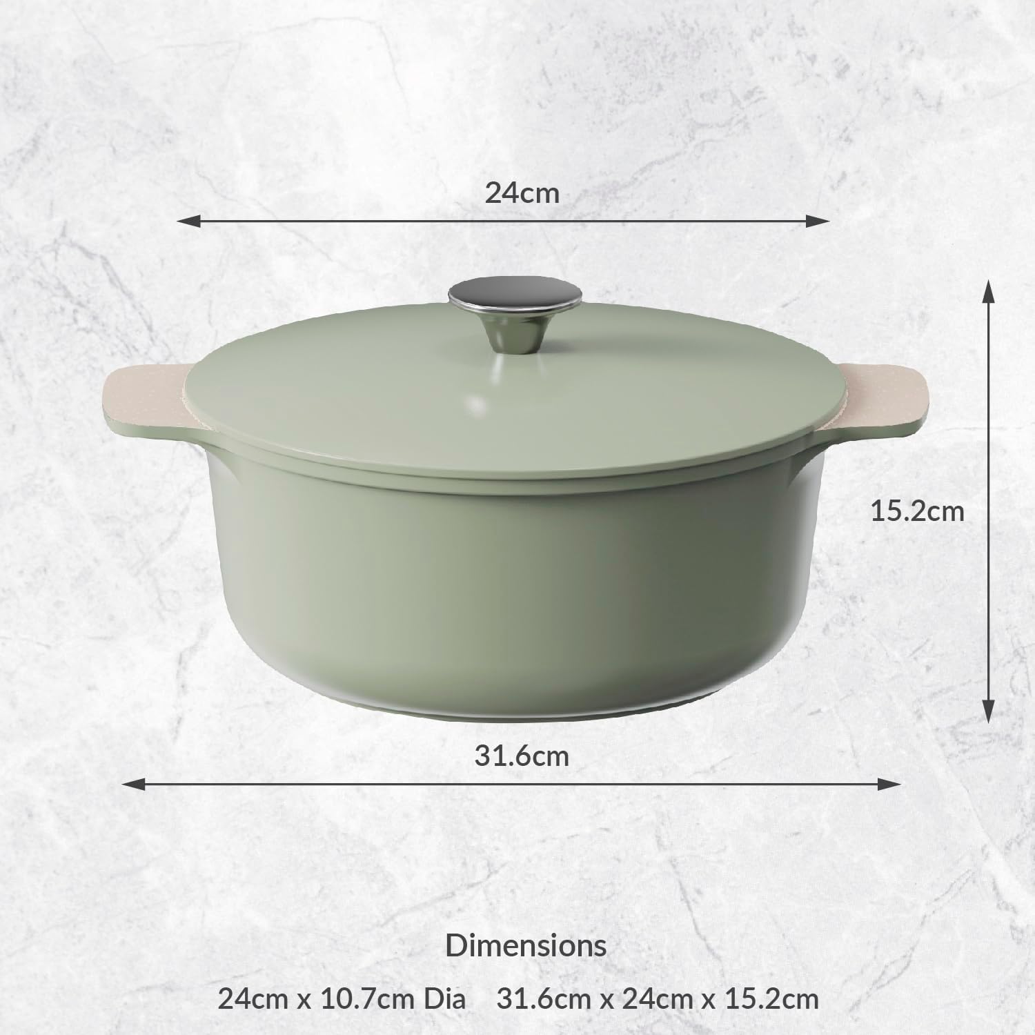 2921 Cooksmart Signature Casserole Pot 24cm Sage Green
