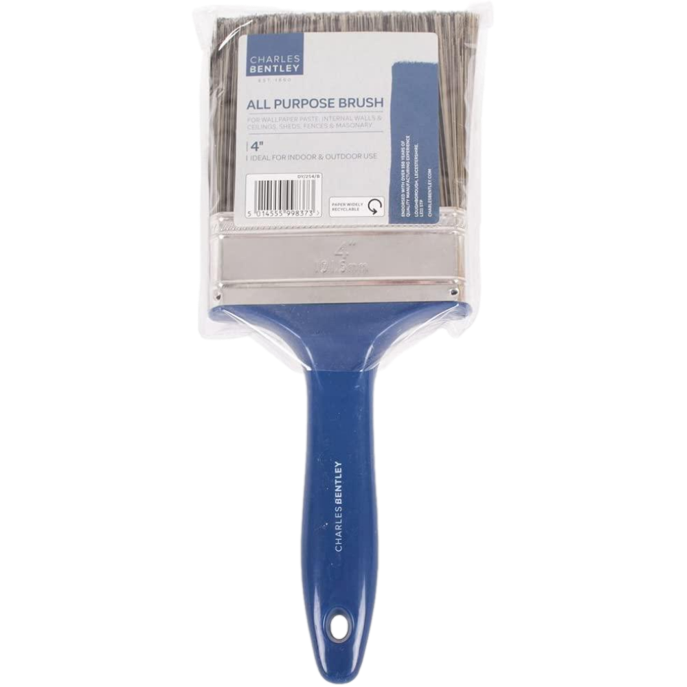 Charles Bentley All Purpose Paint Brush 4 Inch, Blue Handle