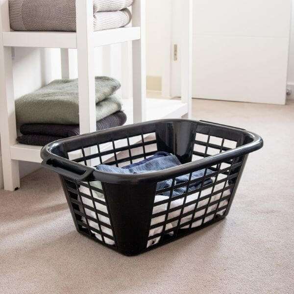 Addis 40L Rectangular Laundry Basket, Soft Black