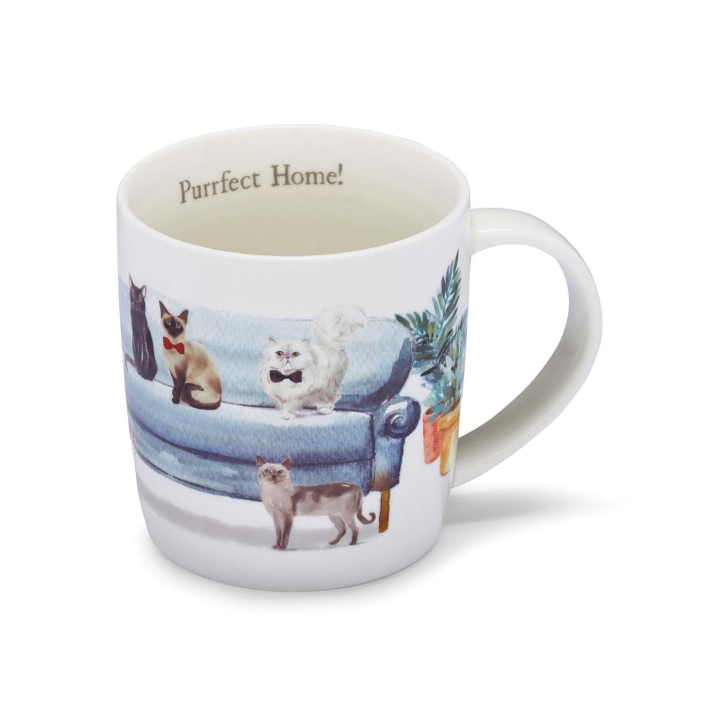 Cooksmart Curious Cats Barrel Mug, Purrfect Home