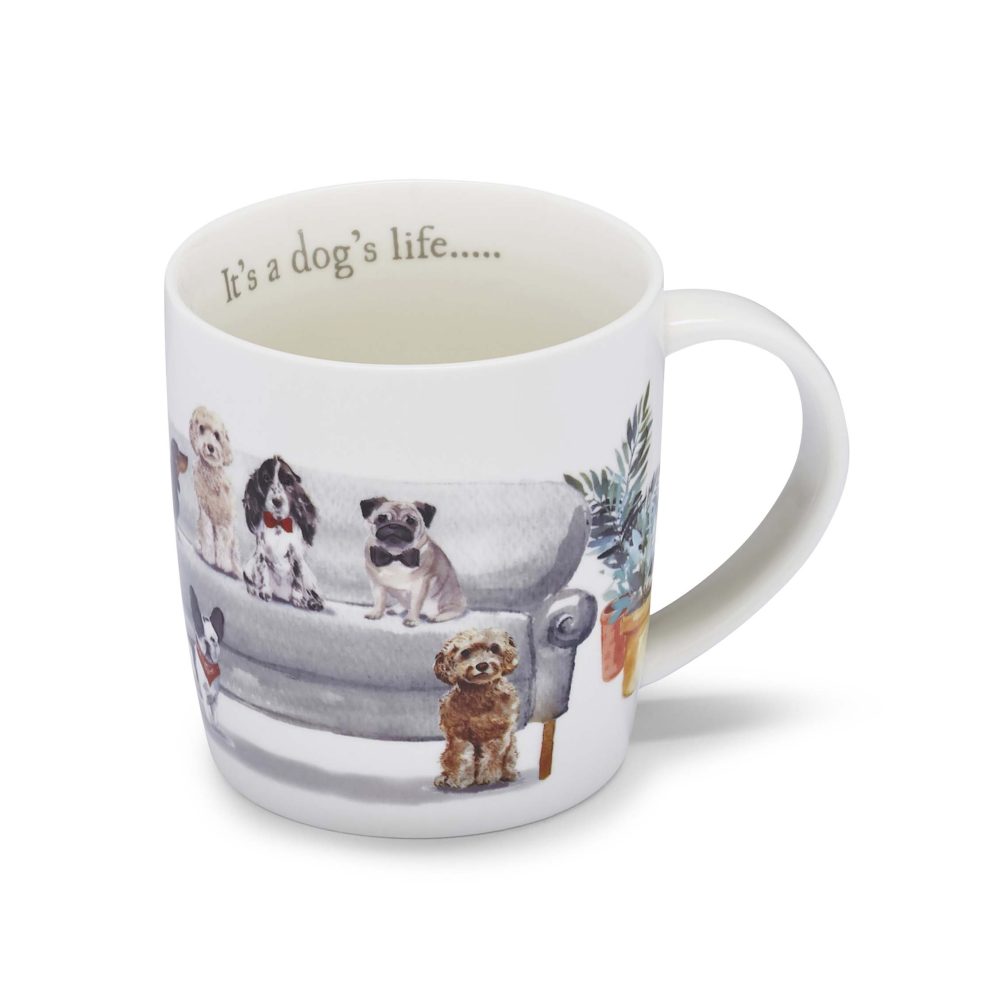 Cooksmart Curious Dogs Barrel Mug, It's a Dog's Life