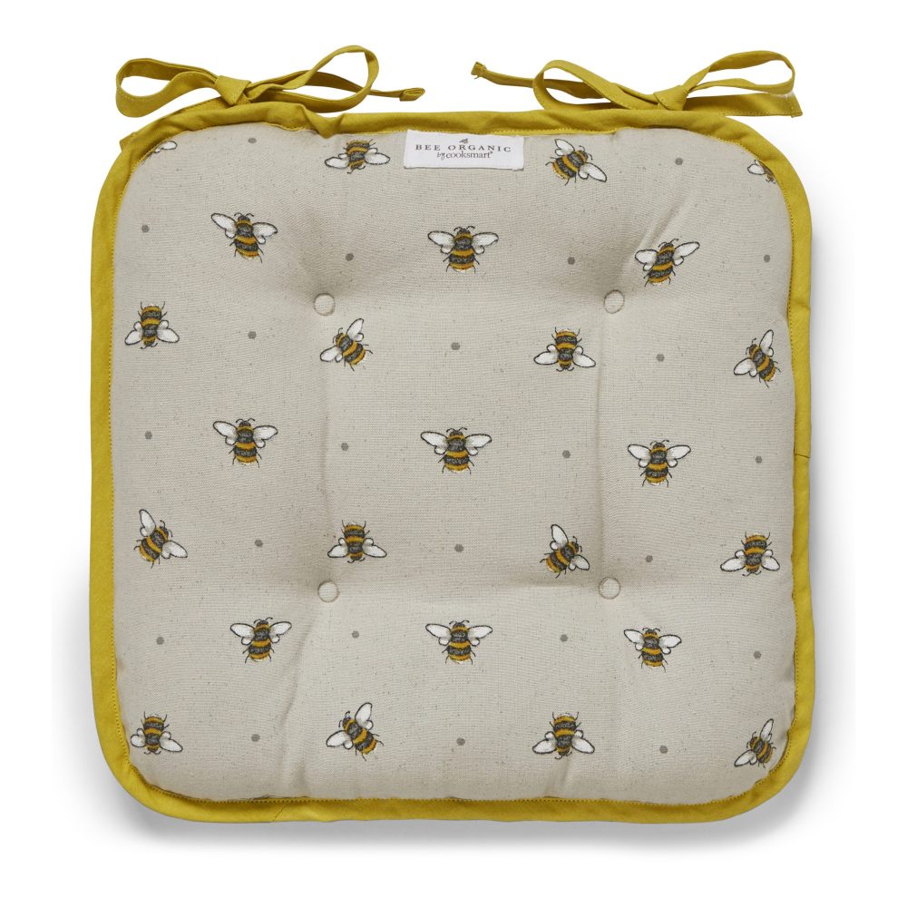 Cooksmart Bumble Bees Seat Pad, Organic Cotton