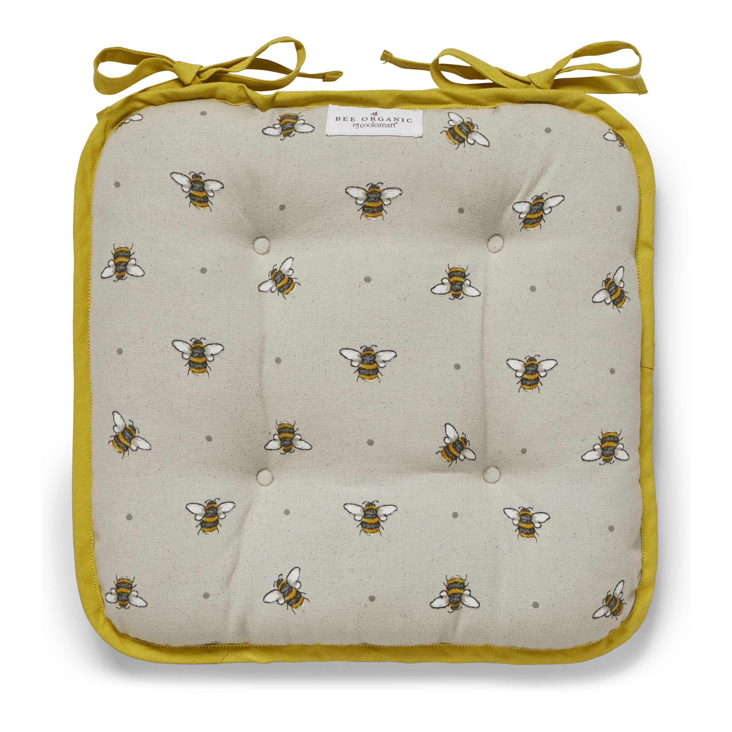 Cooksmart Bumble Bees Seat Pad - Organic Cotton (GOTS) 1759 1 Cooksmart Bumble Bees Seat Pad, Organic Cotton