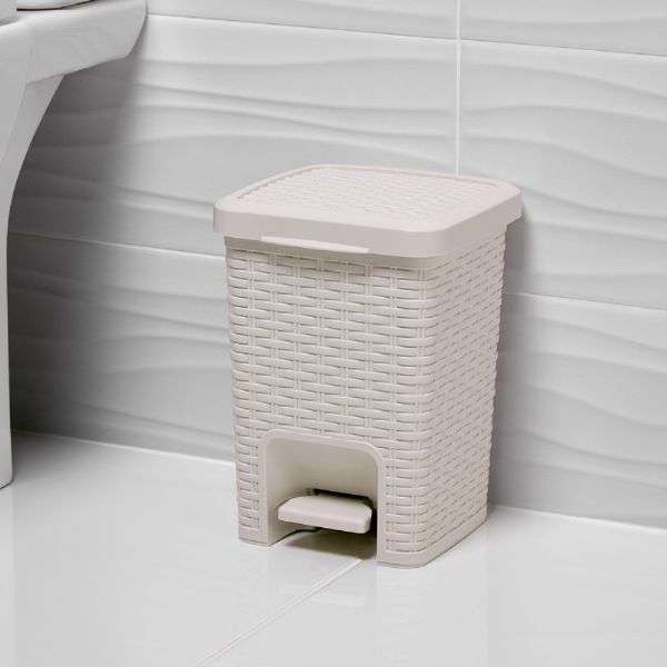 Addis Rattan Effect Pedal Bin, Cream