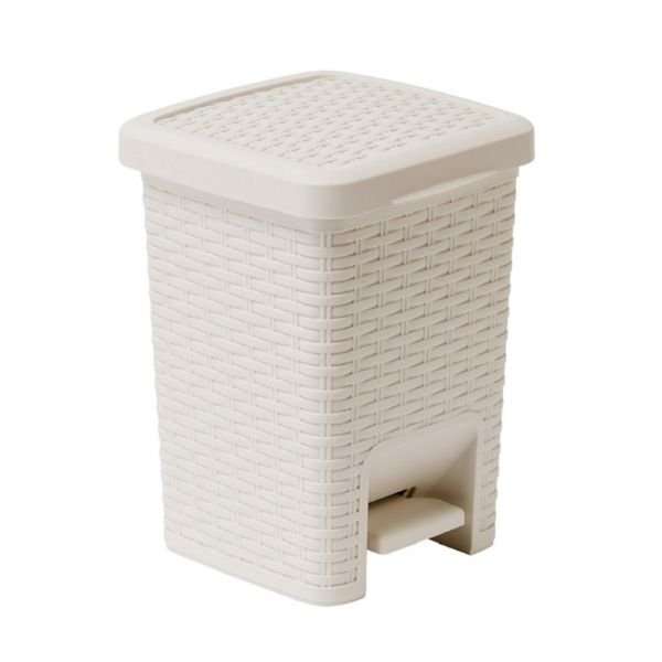 Addis Rattan Effect Pedal Bin, Cream