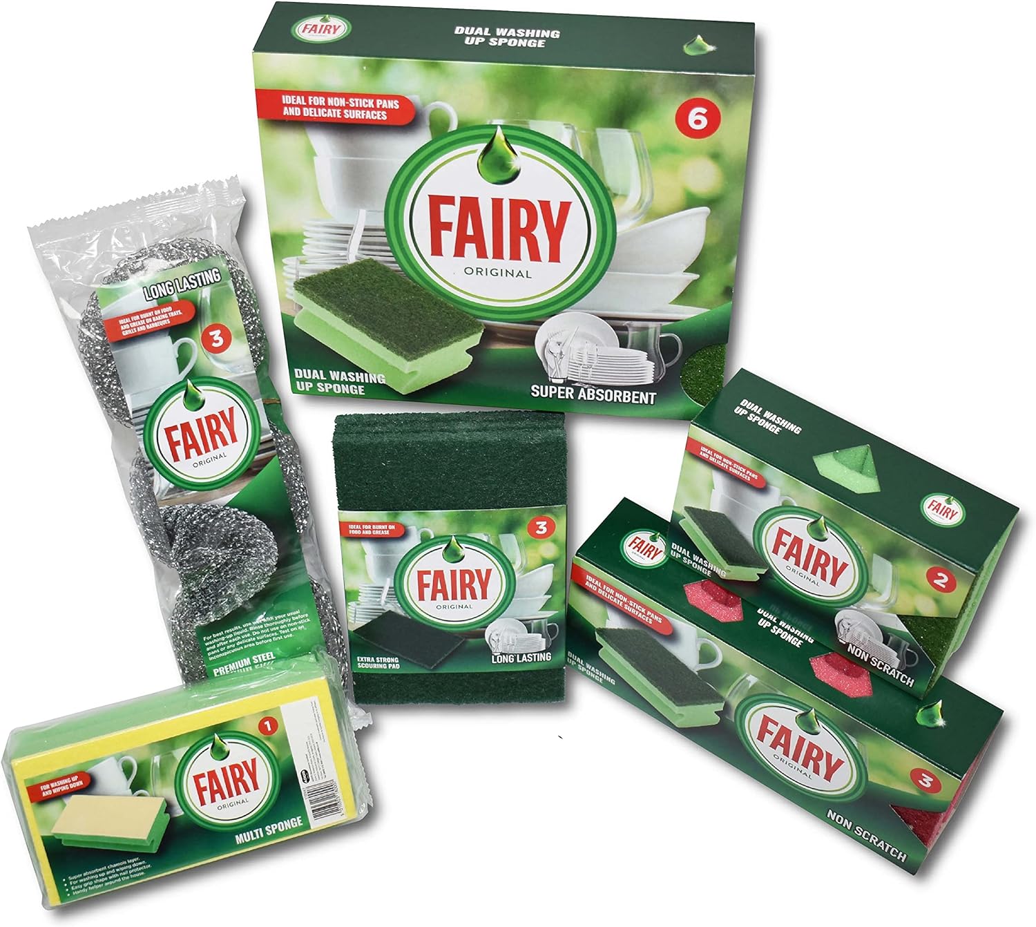 Fairy Dual Sponge Scourer with Crystals - 2PK
