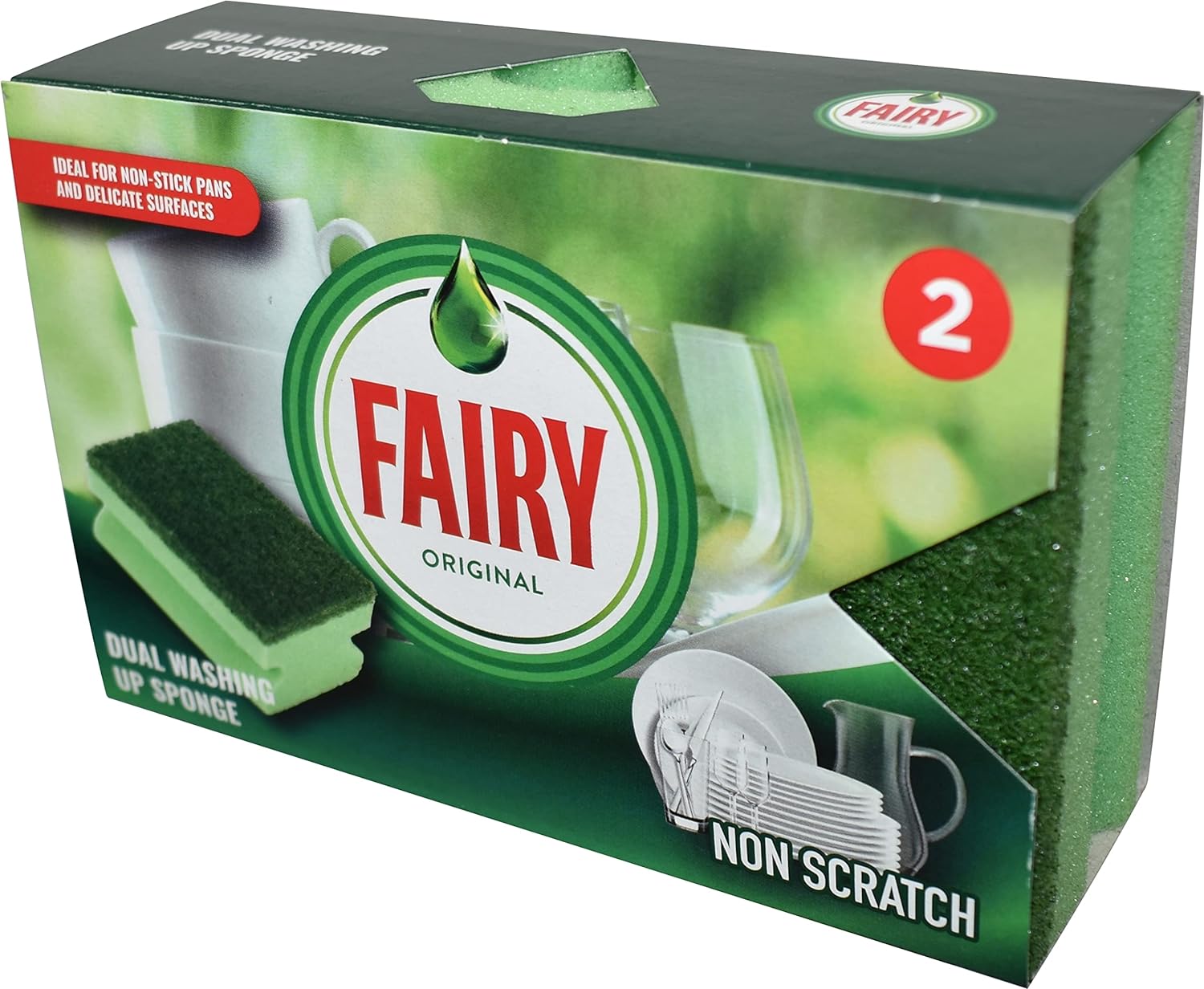 Fairy Dual Sponge Scourer with Crystals - 2PK