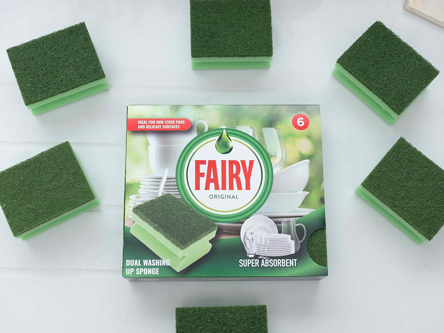 Fairy Dual Sponge Scourer with Crystals - 6PK