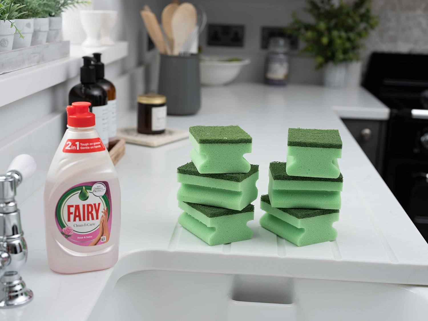 Fairy Dual Sponge Scourer with Crystals - 6PK