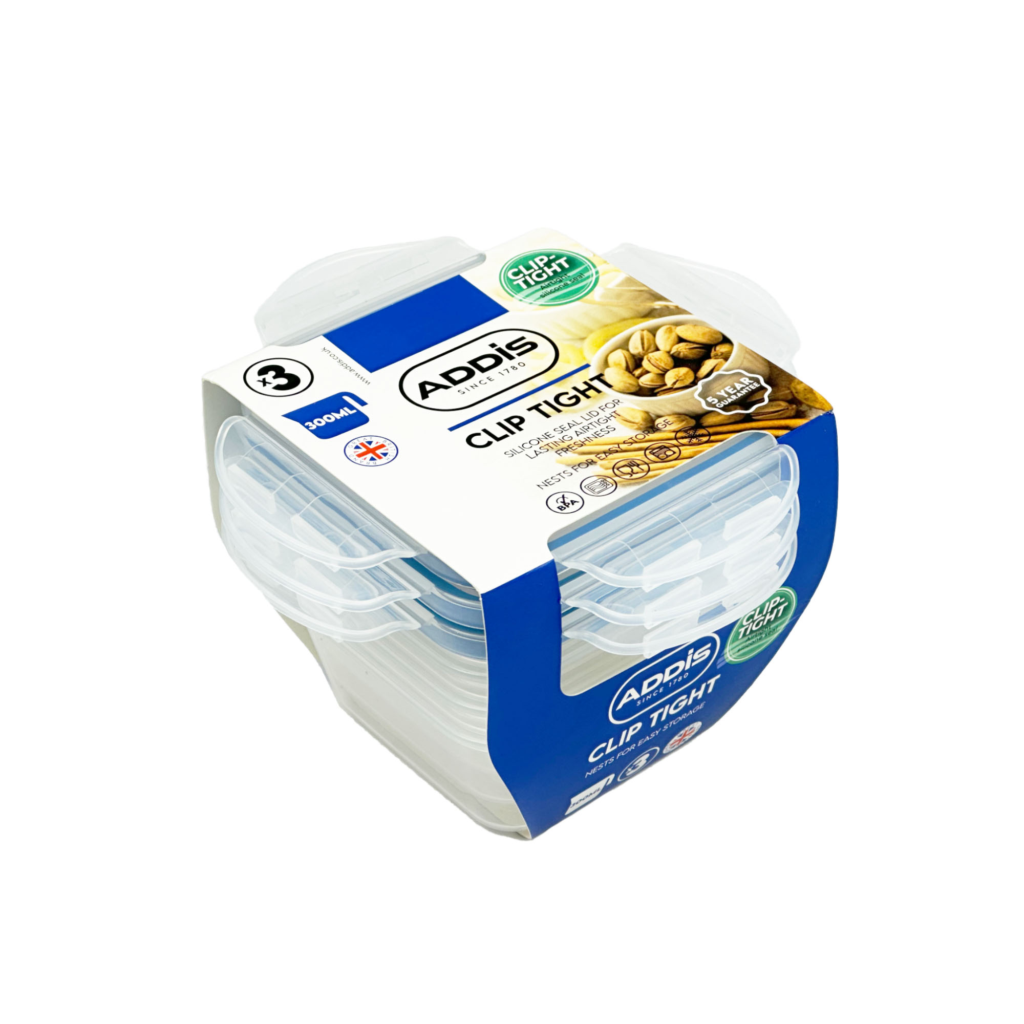 Clip Tight - 300ml Square 3pk 1 Addis Clip Tight 300ml Square, 3 Pack