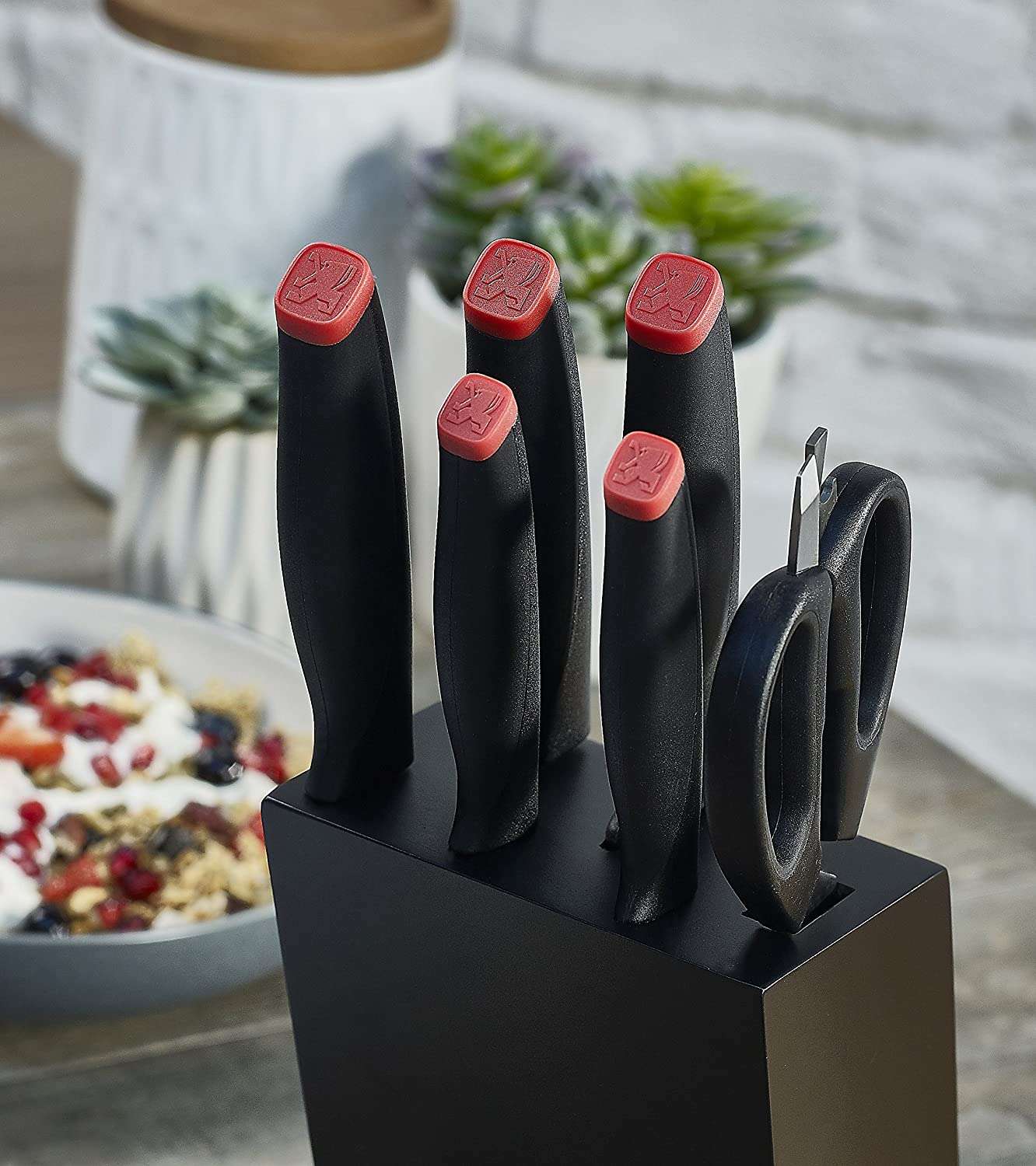 6 Piece Knife Block-Parer/Multi/Carver/Santoku/Bread/Scissor 2 6 Piece Knife Block-Parer/Multi/Carver/Santoku/Bread/Scissor