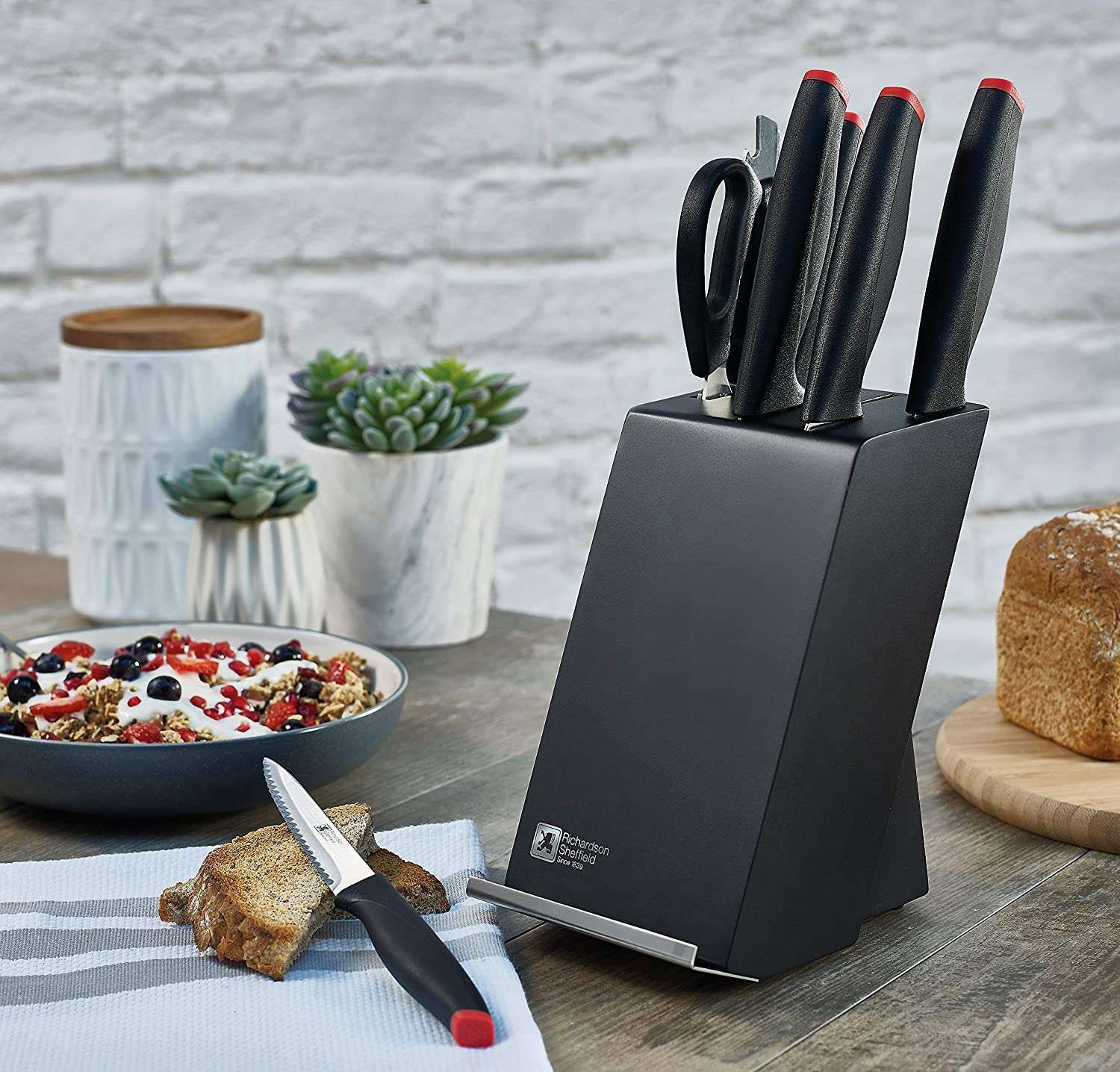 6 Piece Knife Block-Parer/Multi/Carver/Santoku/Bread/Scissor 5 6 Piece Knife Block-Parer/Multi/Carver/Santoku/Bread/Scissor