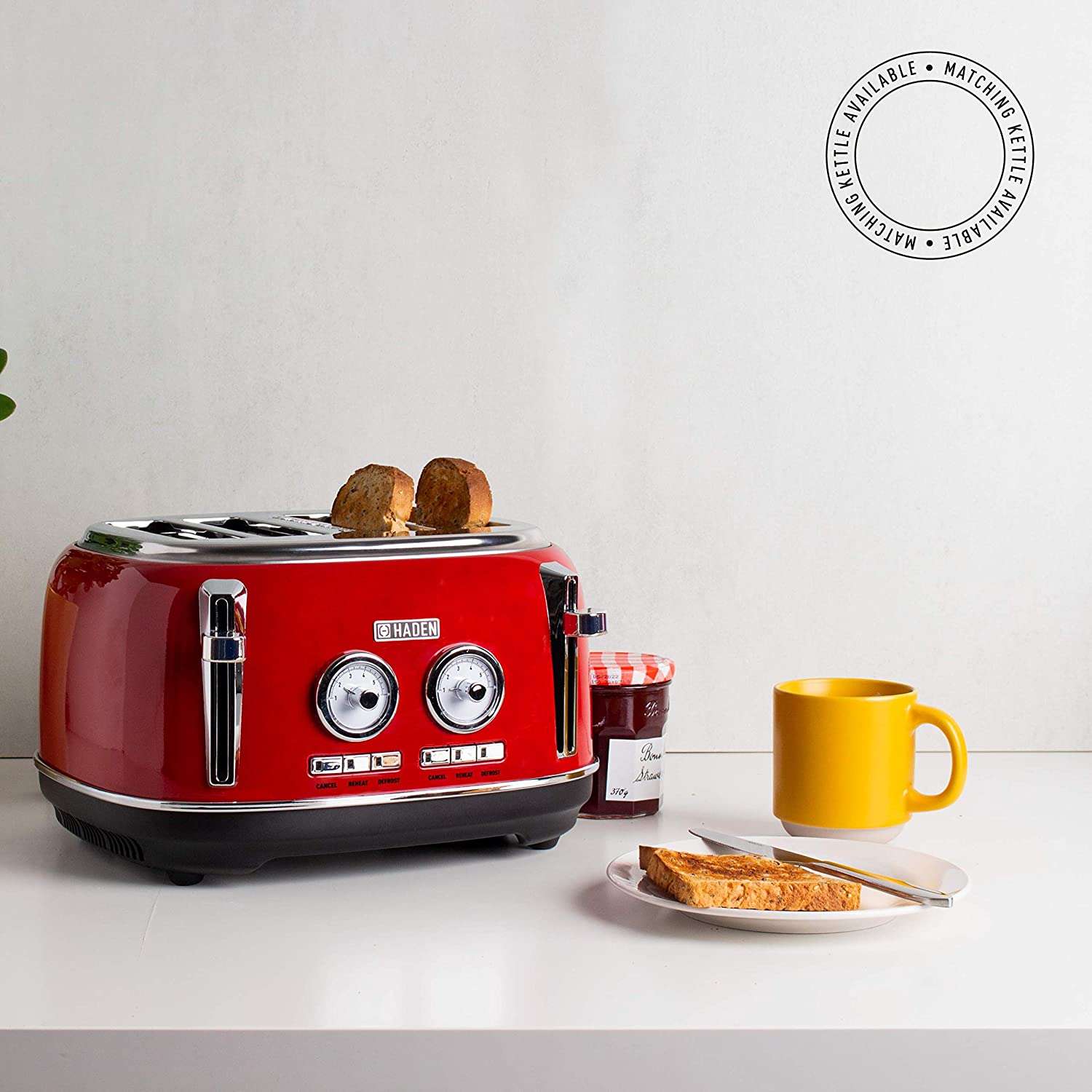 Haden Jersey 4 Slice Toaster, Red