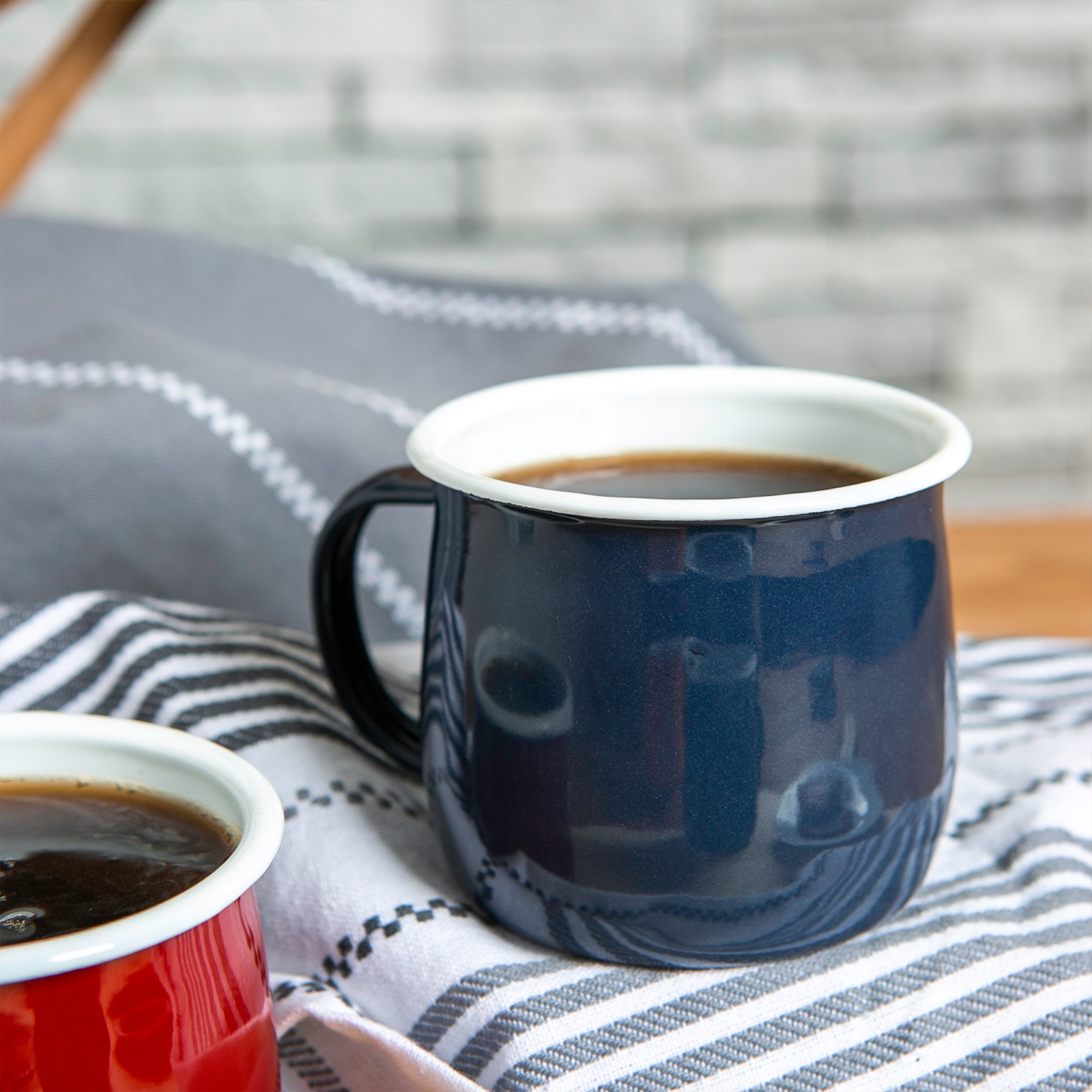 Rinkit Enamel Belly Mug Navy / White - 375ml 1 Enamel Belly Mug 375ml, Navy with White Rim