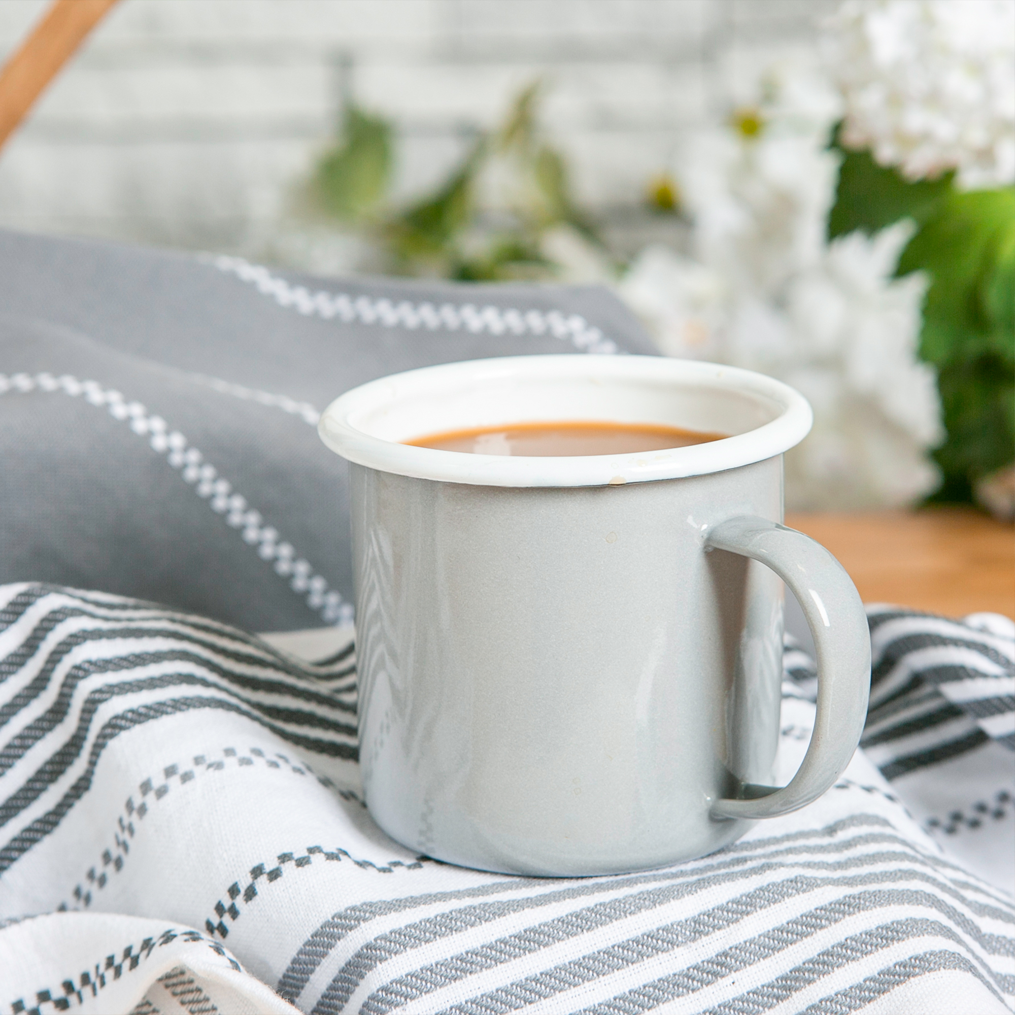 Rinkit Enamel Mug Grey / White - 375ml 1 Enamel Mug 375ml, Grey with White Rim