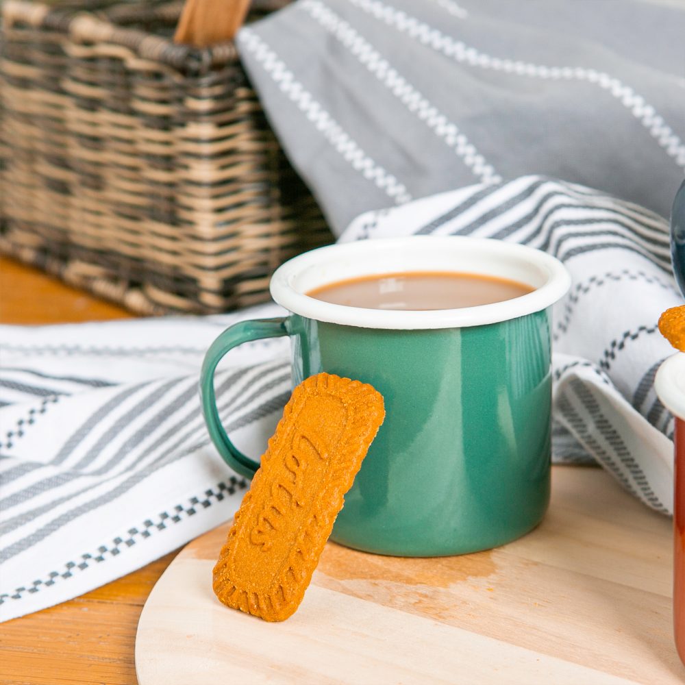 Enamel Mug 375ml, Green with White Rim