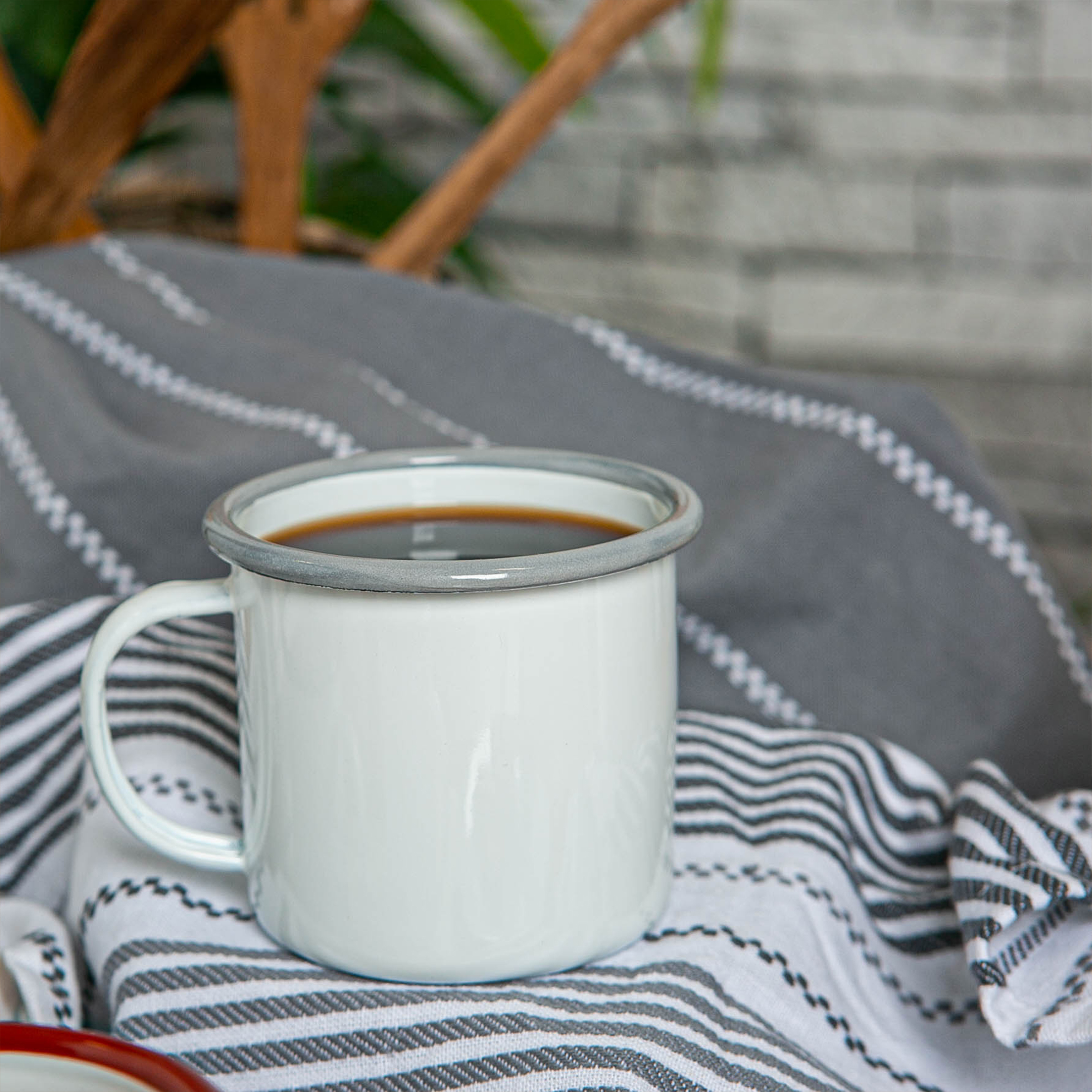 Rinkit Enamel Mug White / Grey - 375ml 1 Enamel Mug 375ml, White with Grey Rim