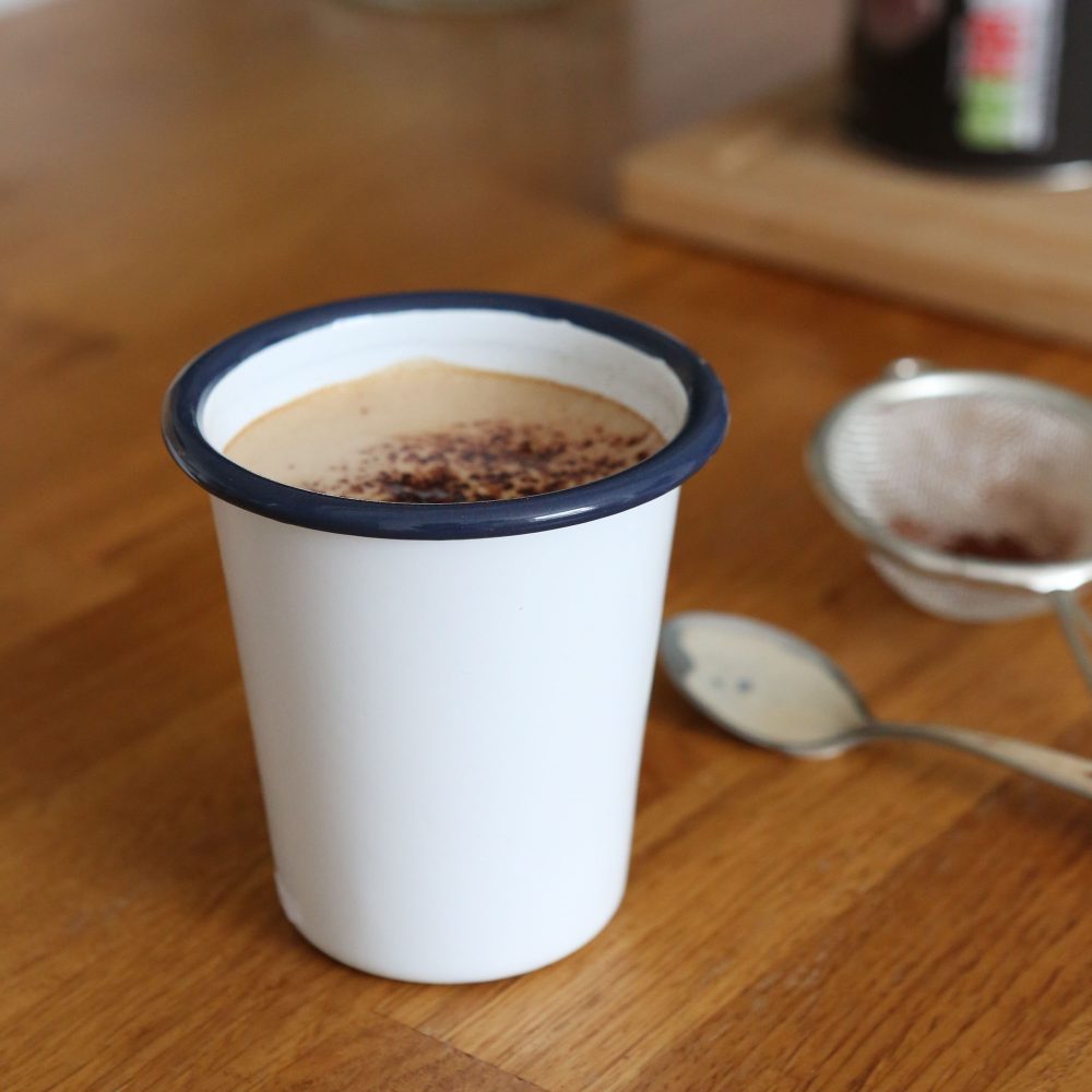 Enamel Tumbler 300ml, White with Blue Rim