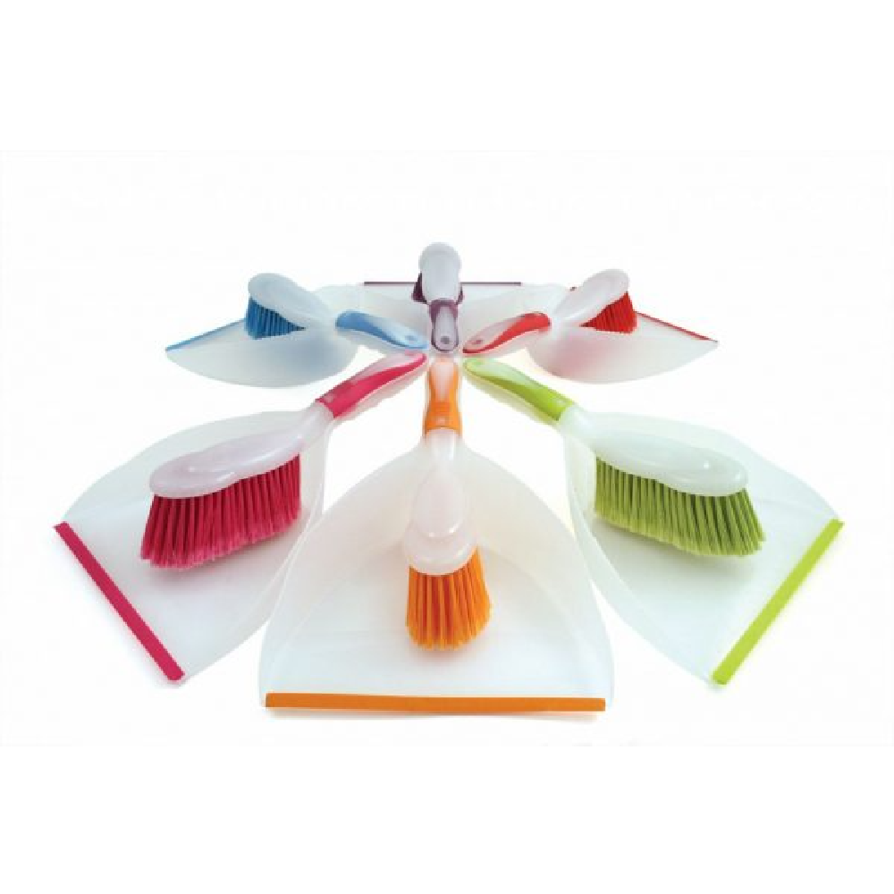 Charles Bentley Brights Soft Touch Dustpan and Brush Set, Assorted Colours