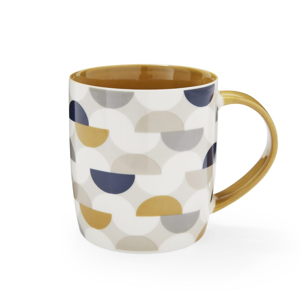 Cooksmart Bauhaus Geo Barrel Mug, Co-ordinate Pattern