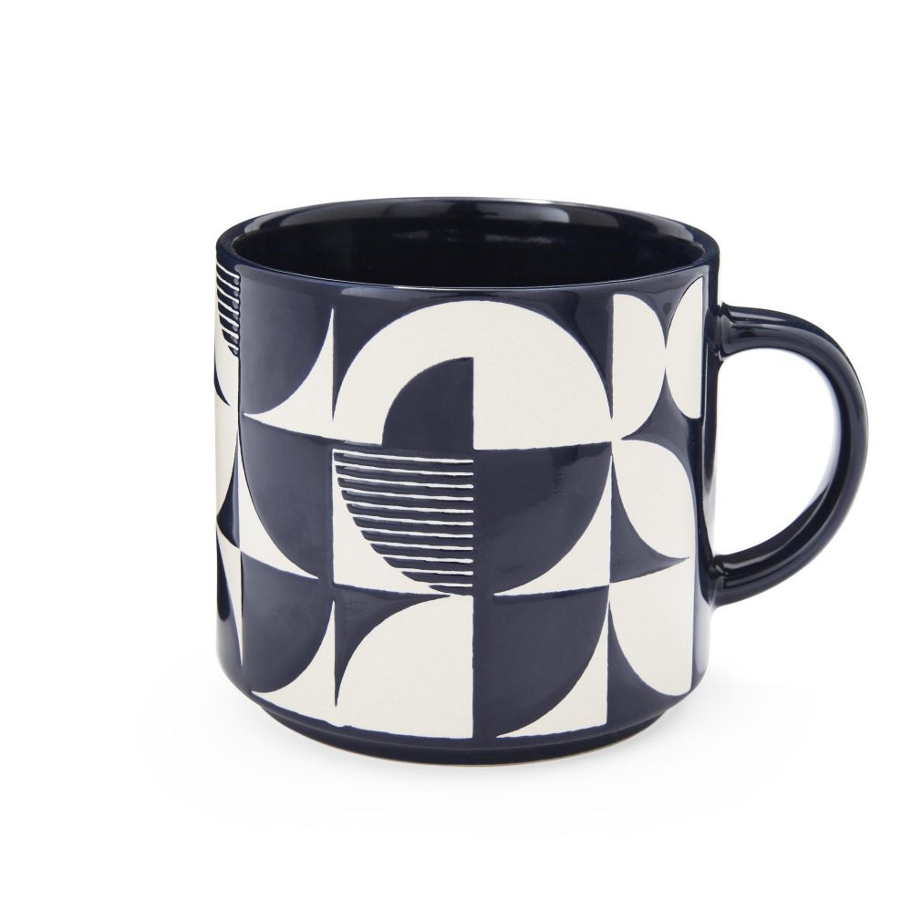 Cooksmart Bauhaus Geo Stacking Mug, Navy