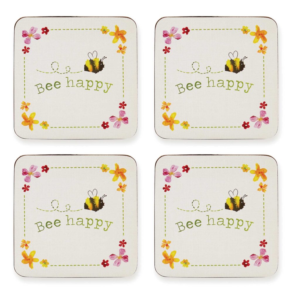 Cooksmart Bee Happy Set of 4 Coasters