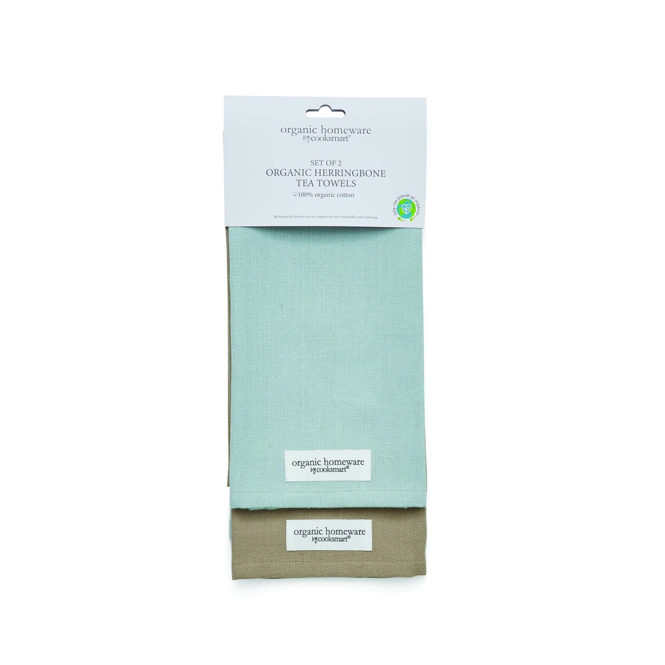 Cooksmart 2 Pack Organic Herringbone Tea Towels - Blue 2115 1 Cooksmart Organic Herringbone 2 Pack Tea Towels, Blue