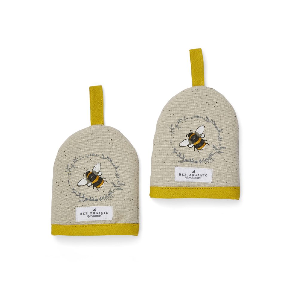 Cooksmart Bumble Bees Set of 2 Egg Cosies, Organic Cotton