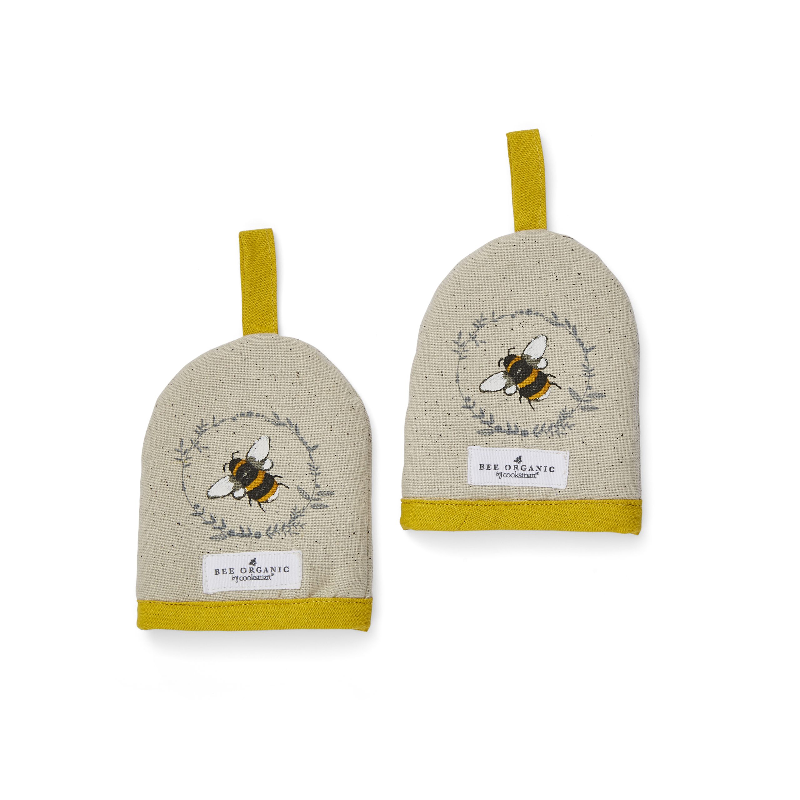 Cooksmart Bumble Bees Set 2 Egg Cosies - Organic Cotton (GOTS) 2235 1 Cooksmart Bumble Bees Set of 2 Egg Cosies, Organic Cotton