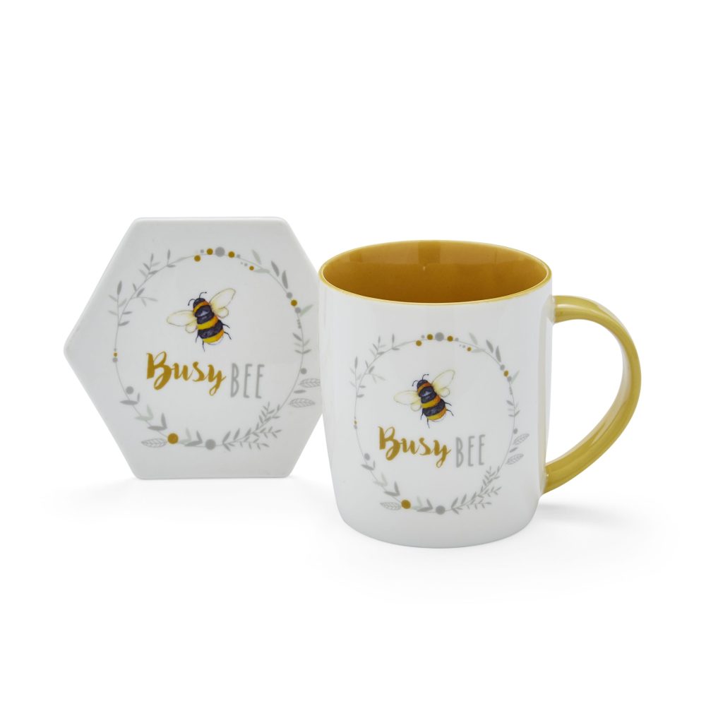 Cooksmart Bumble Bees Busy Bee Gift Mug & Coaster Set