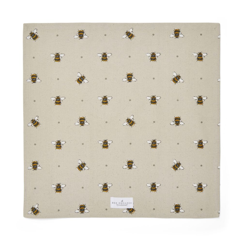 Cooksmart Bumble Bees Set of 4 Napkins, Organic Cotton