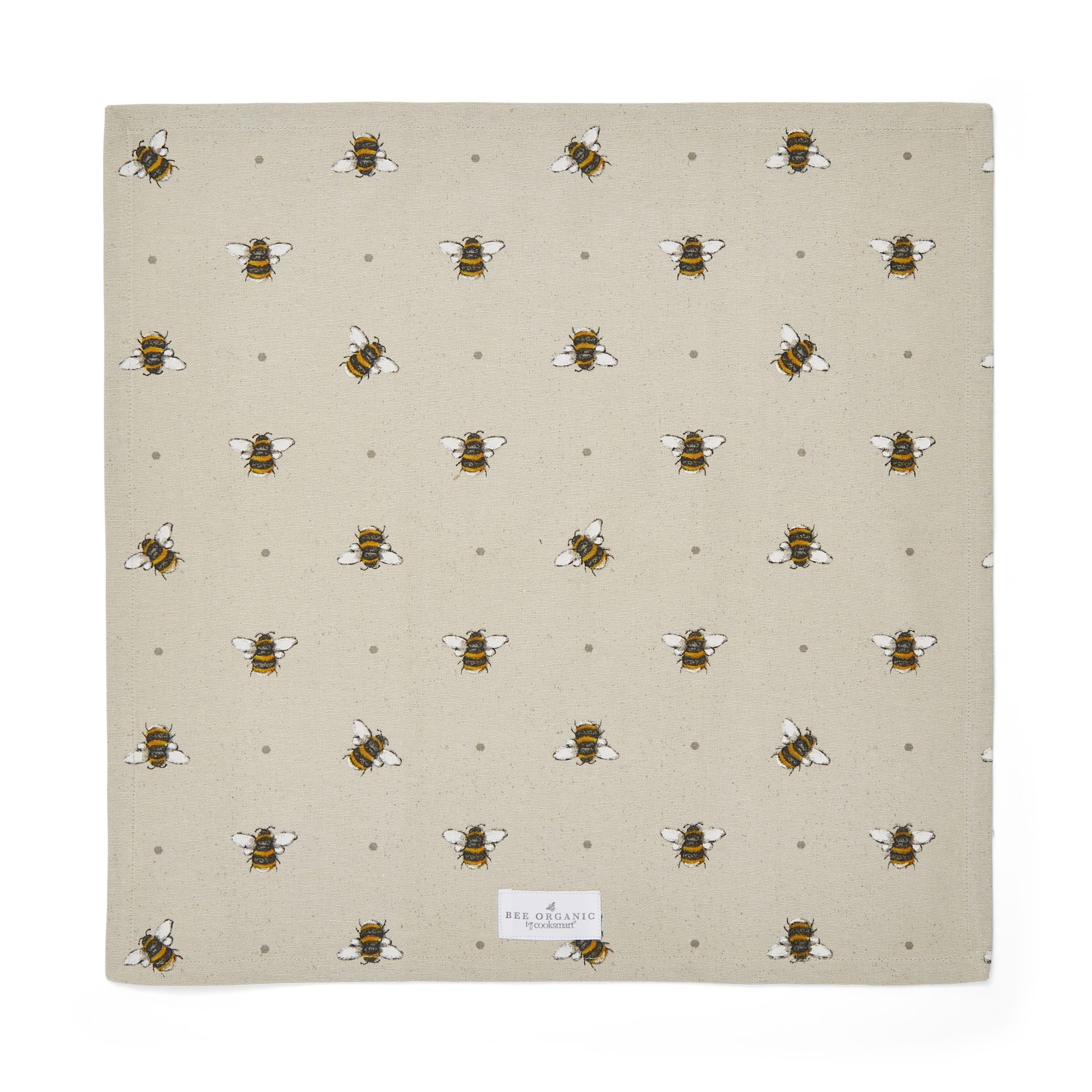 Cooksmart Bumble Bees 4pk Napkins - Organic Cotton (GOTS) 2077 1 Cooksmart Bumble Bees Set of 4 Napkins, Organic Cotton