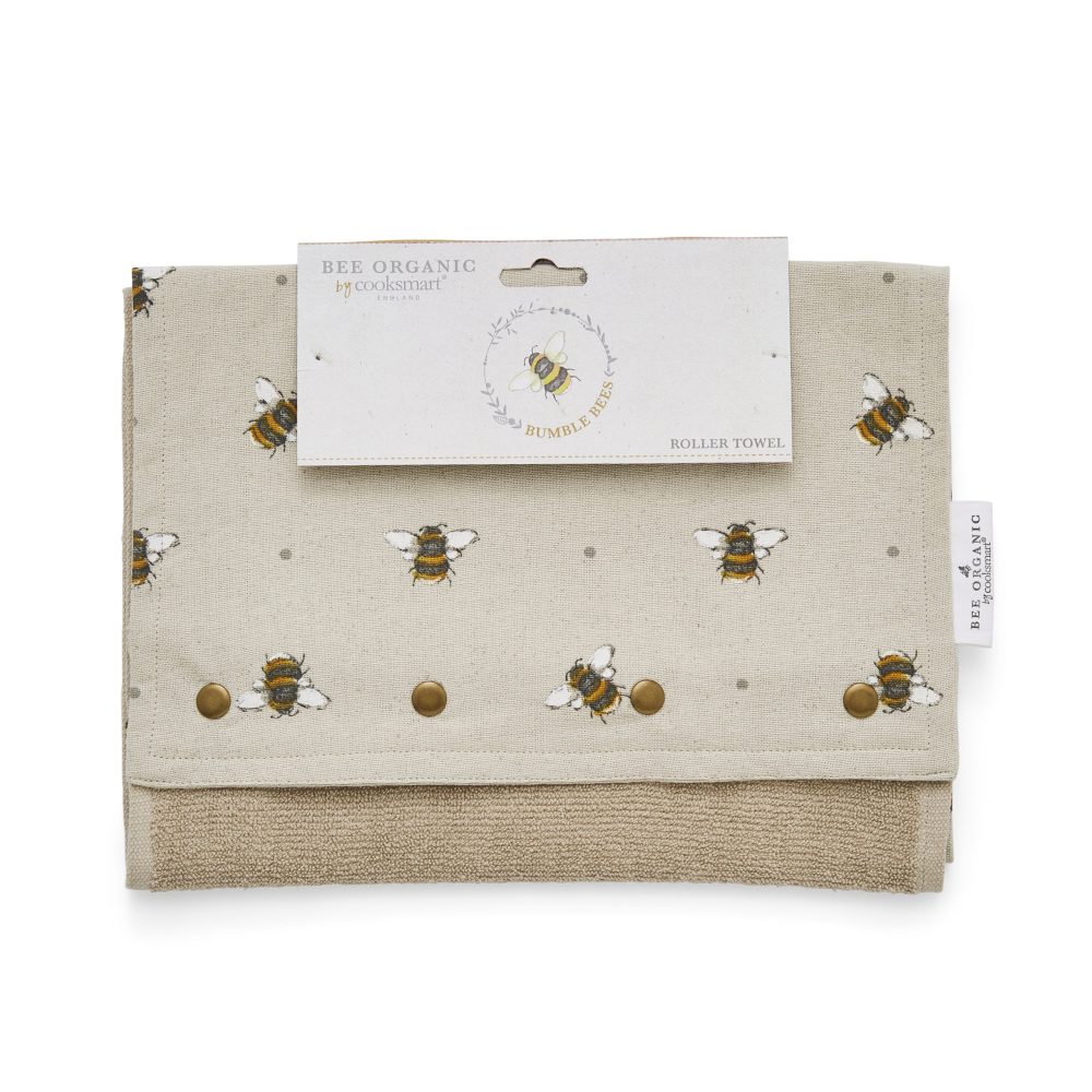 Cooksmart Bumble Bees Roller Towel, Organic Cotton