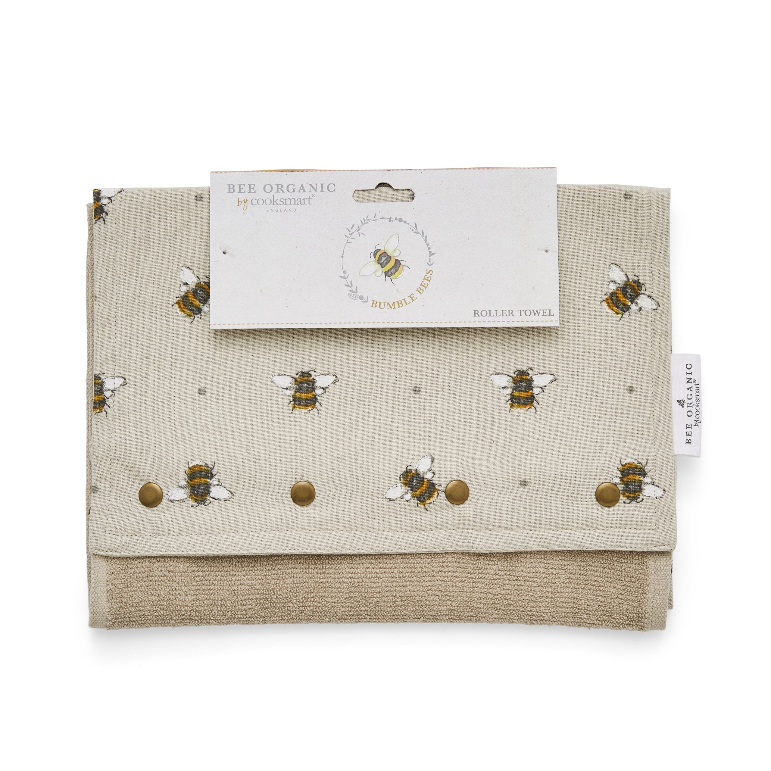 Cooksmart Bumble Bees Roller Towel - Organic Cotton (GOTS) 2238 1 Cooksmart Bumble Bees Roller Towel, Organic Cotton