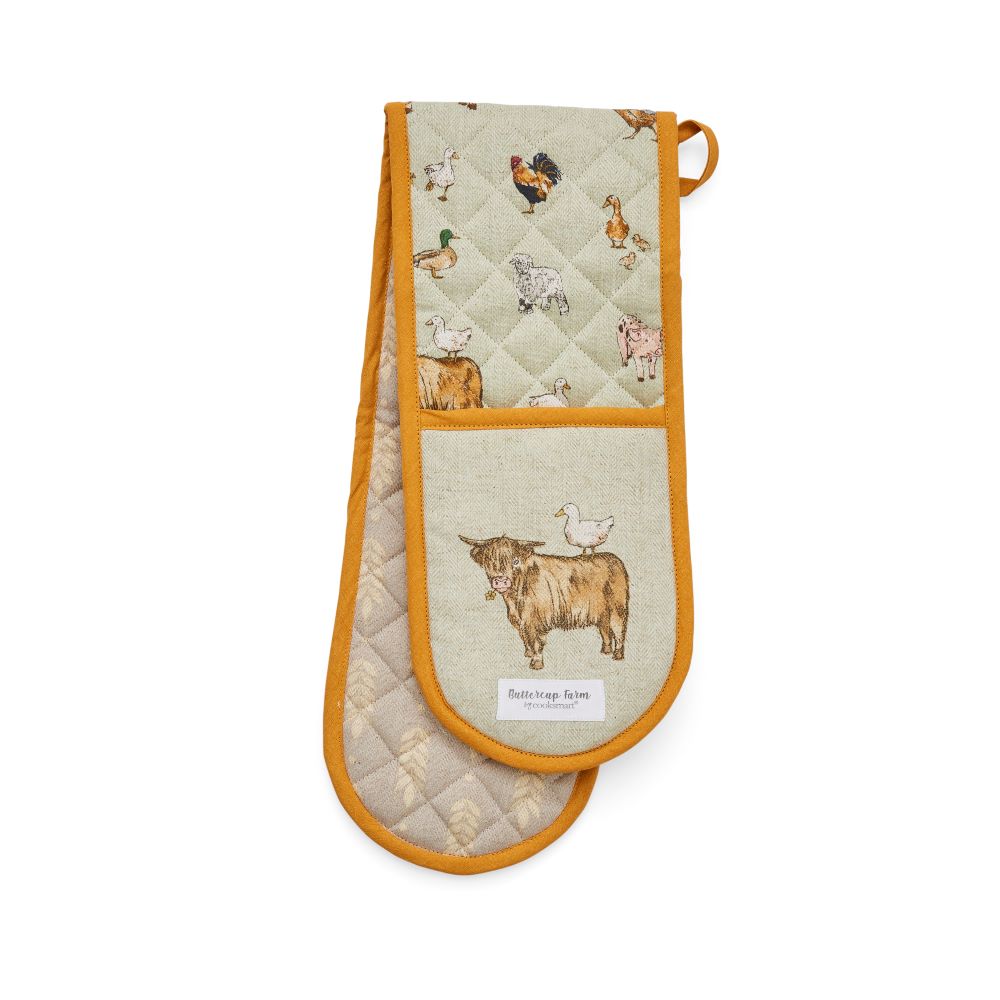 Cooksmart Buttercup Farm Double Oven Glove, Organic Cotton