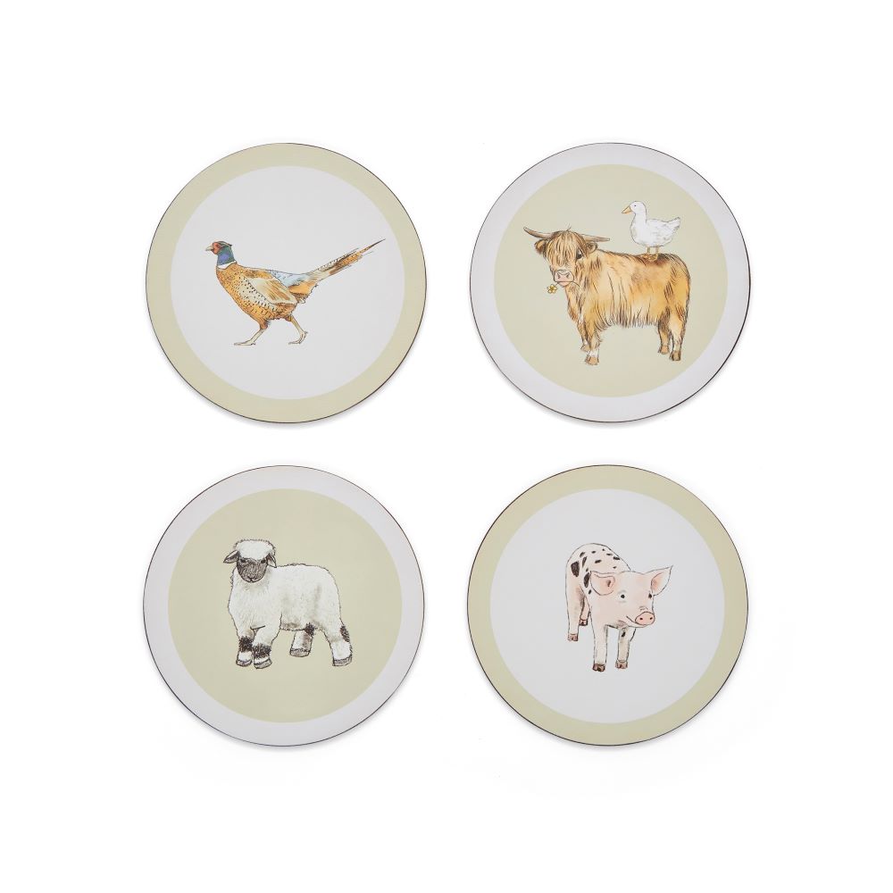 Cooksmart Buttercup Farm Set of 4 Round Coasters 2188