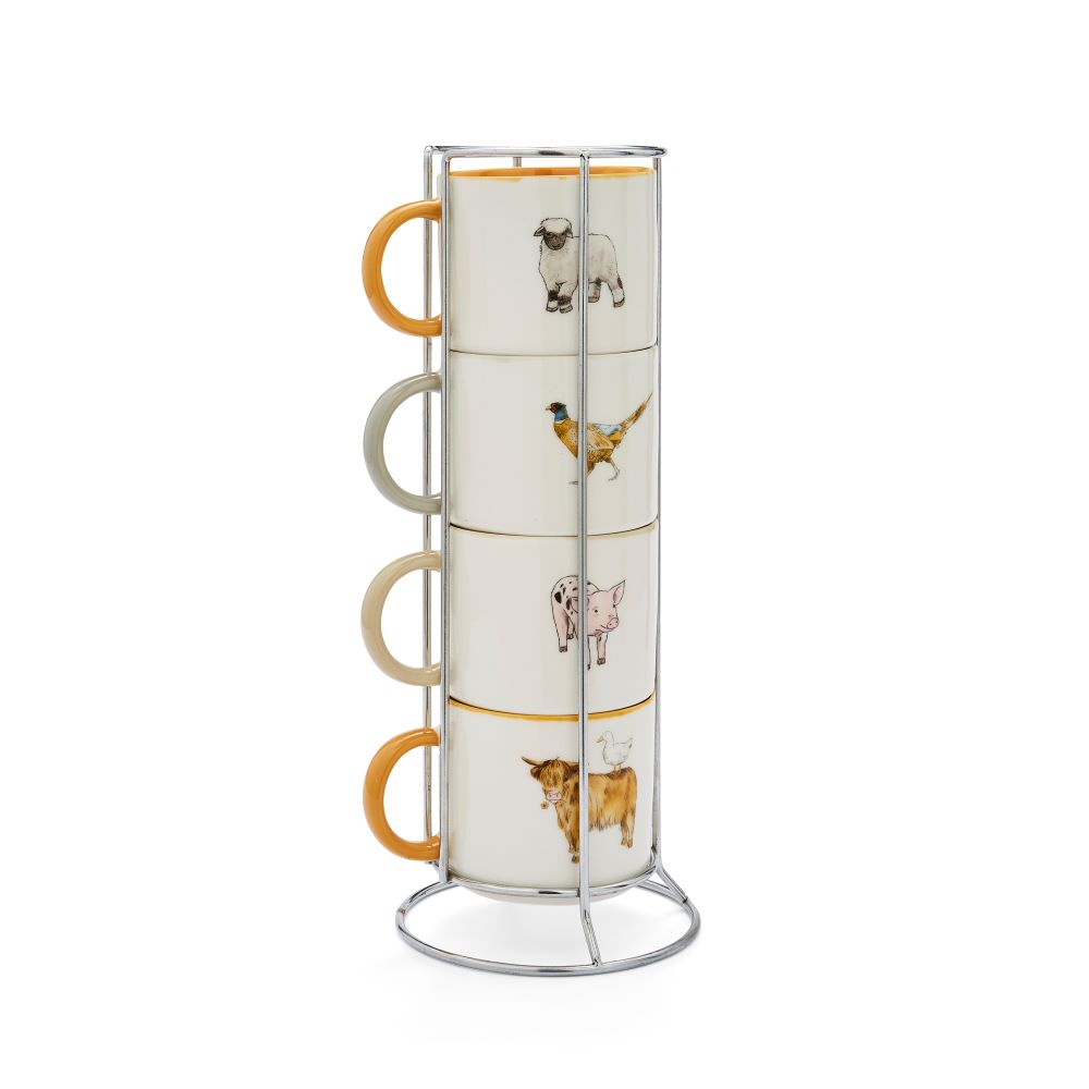 Cooksmart Buttercup Farm Set of 4 Stacking Mugs in Holder
