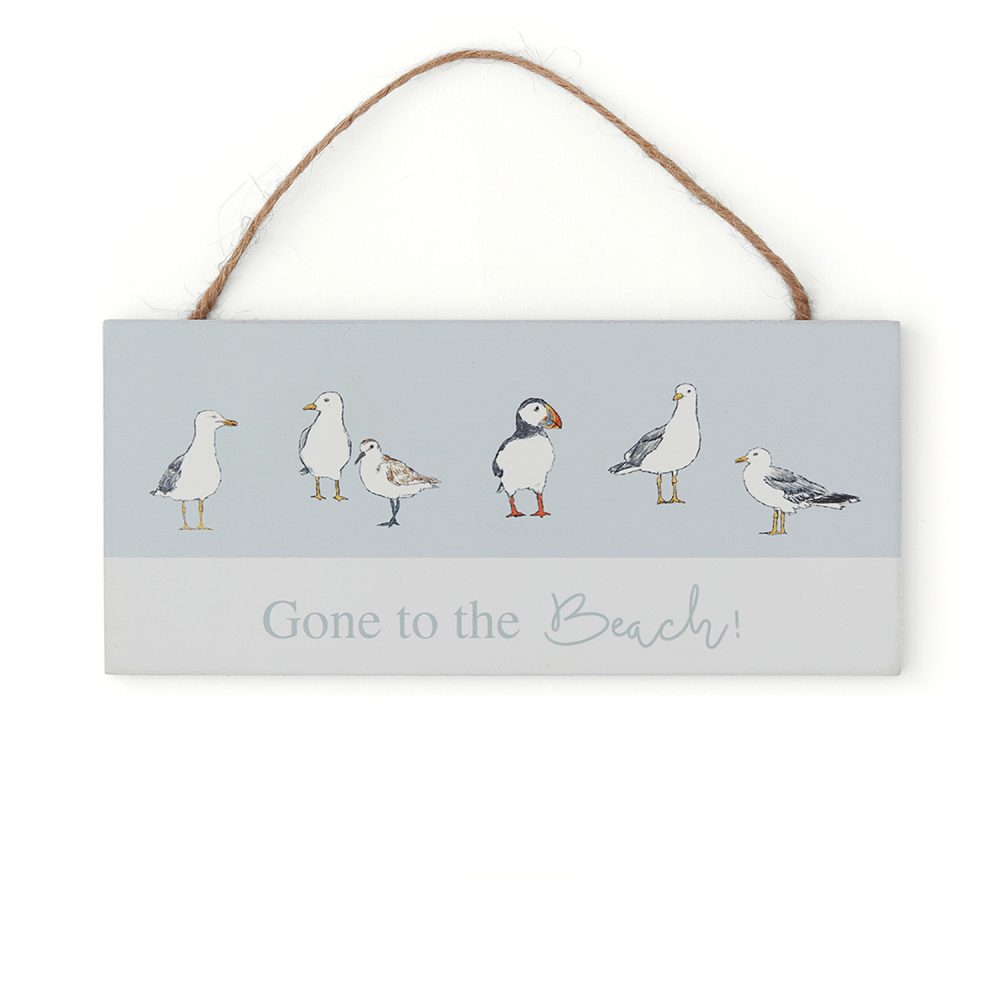 Cooksmart Coastal Birds Rectangular Plaque, "Gone To The Beach"