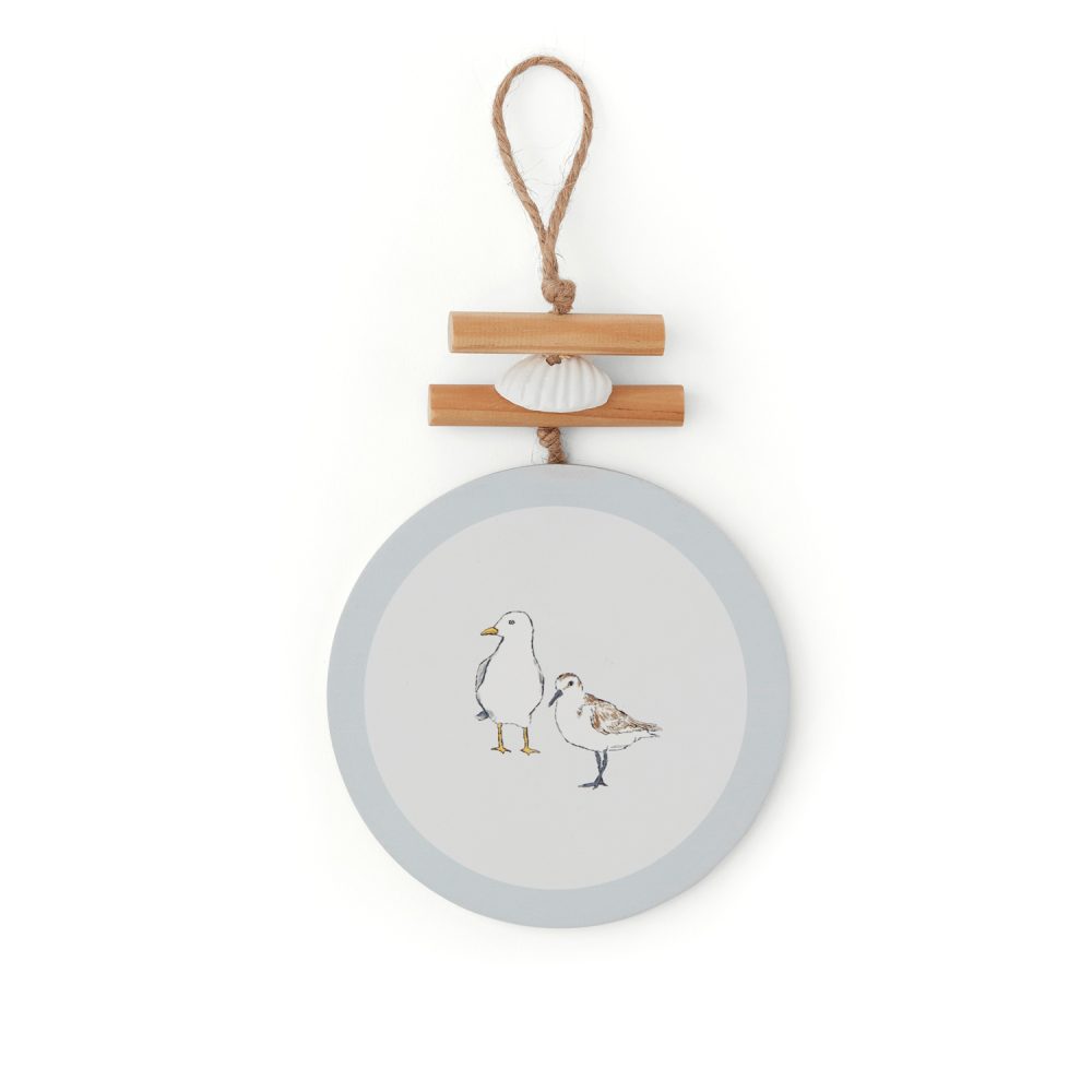 Cooksmart Coastal Birds Round Plaque, Driftwood & Shells