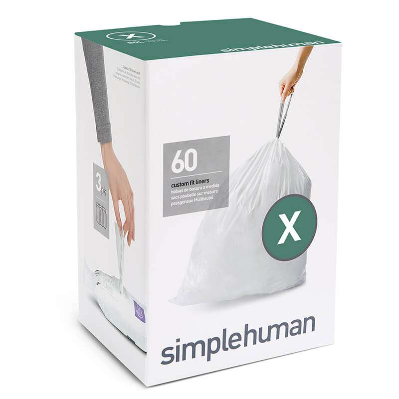 simplehuman Custom Fit Liners Code X, 80L, 60 Pack