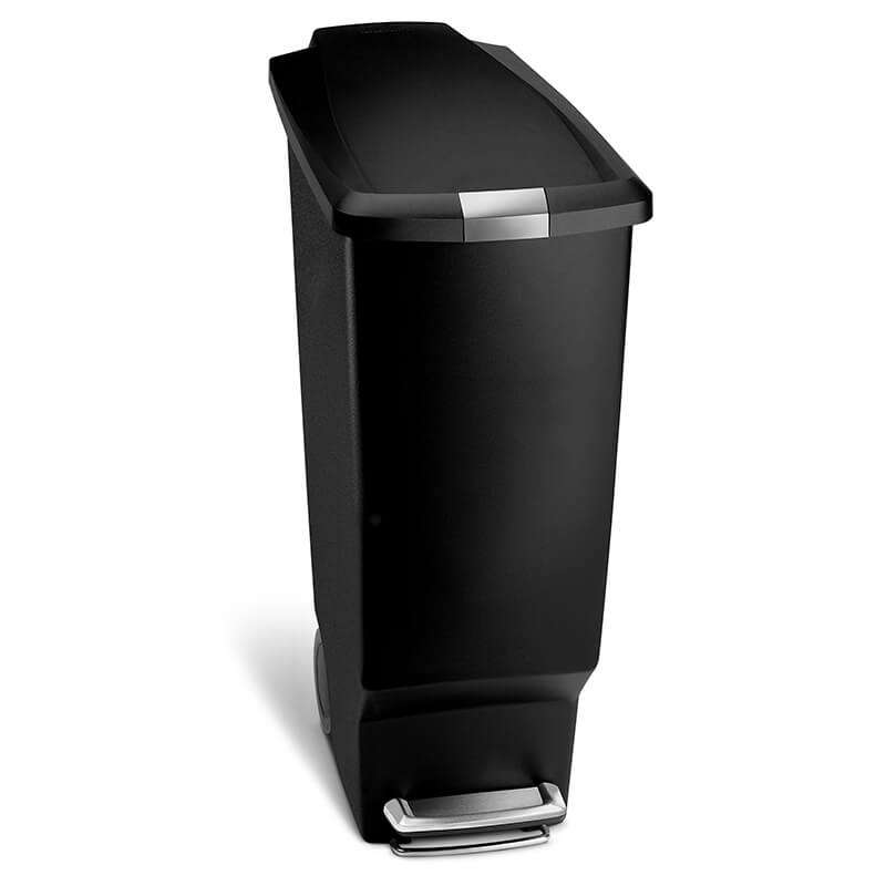 simplehuman Slim Pedal Bin 40L, Black Plastic