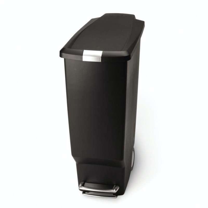 simplehuman Slim Pedal Bin 40L, Black Plastic