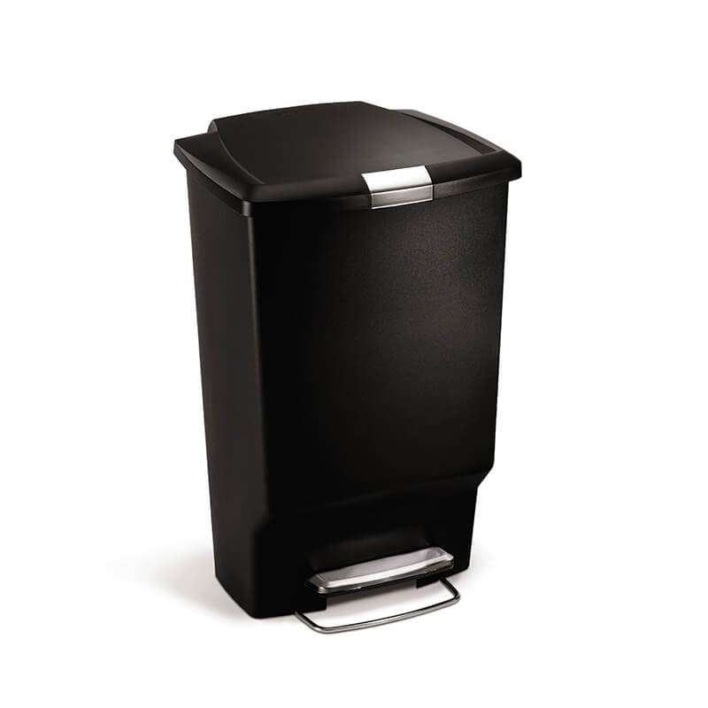simplehuman Rectangular Pedal Bin 45L, Black Plastic
