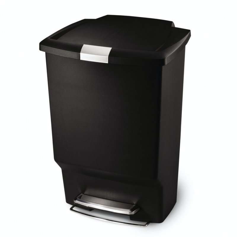 simplehuman Rectangular Pedal Bin 45L, Black Plastic