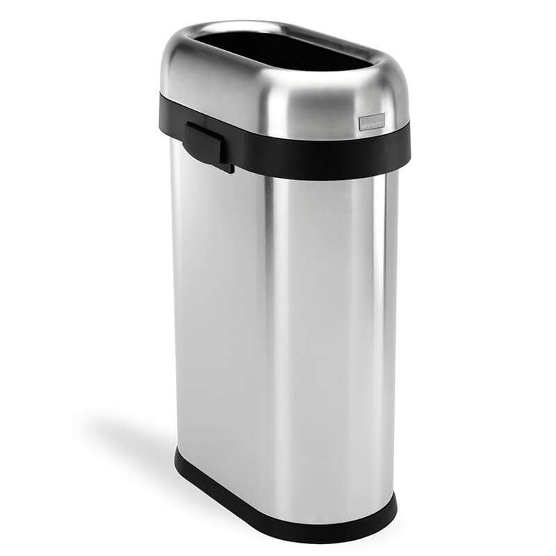 simplehuman Slim Open Bin 50L, Brushed Stainless Steel